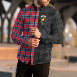 ScotsTee Shop Scottish MacTavish Modern Clan Crest Half Tartan Long Sleeve Shirt