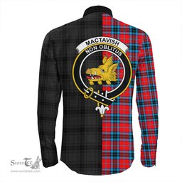 ScotsTee Shop Scottish MacTavish Modern Clan Crest Half Tartan Long Sleeve Shirt