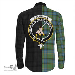 ScotsTee Shop Scottish MacMillan Hunting Ancient Clan Crest Half Tartan Long Sleeve Shirt