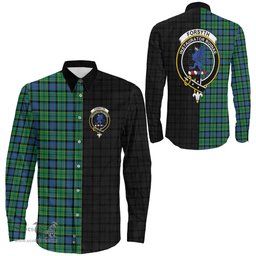 ScotsTee Shop Scottish Forsyth Ancient Clan Crest Half Tartan Long Sleeve Shirt