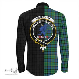 ScotsTee Shop Scottish Forsyth Ancient Clan Crest Half Tartan Long Sleeve Shirt