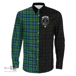 ScotsTee Shop Scottish Forsyth Ancient Clan Crest Half Tartan Long Sleeve Shirt