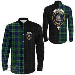 ScotsTee Shop Scottish MacNeil of Colonsay Modern Clan Crest Half Tartan Long Sleeve Shirt