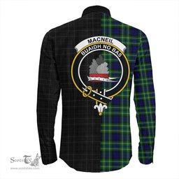 ScotsTee Shop Scottish MacNeil of Colonsay Modern Clan Crest Half Tartan Long Sleeve Shirt