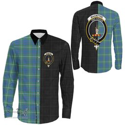 ScotsTee Shop Scottish MacIntyre Hunting Ancient Clan Crest Half Tartan Long Sleeve Shirt