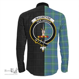 ScotsTee Shop Scottish MacIntyre Hunting Ancient Clan Crest Half Tartan Long Sleeve Shirt