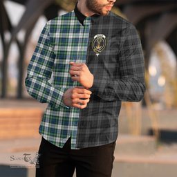 ScotsTee Shop Scottish Gordon Dress Ancient Clan Crest Half Tartan Long Sleeve Shirt
