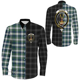 ScotsTee Shop Scottish Gordon Dress Ancient Clan Crest Half Tartan Long Sleeve Shirt