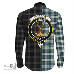 ScotsTee Shop Scottish Gordon Dress Ancient Clan Crest Half Tartan Long Sleeve Shirt
