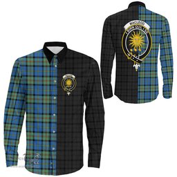 ScotsTee Shop Scottish MacLeod of Harris Ancient Clan Crest Half Tartan Long Sleeve Shirt