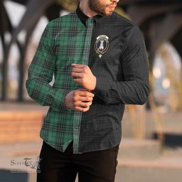 ScotsTee Shop Scottish MacLean Hunting Ancient Clan Crest Half Tartan Long Sleeve Shirt