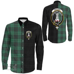 ScotsTee Shop Scottish MacLean Hunting Ancient Clan Crest Half Tartan Long Sleeve Shirt