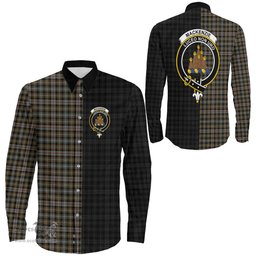 ScotsTee Shop Scottish MacKenzie Weathered Clan Crest Half Tartan Long Sleeve Shirt