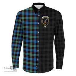 ScotsTee Shop Scottish Guthrie Ancient Clan Crest Half Tartan Long Sleeve Shirt