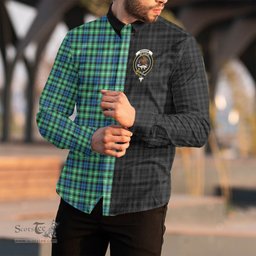 ScotsTee Shop Scottish Graham of Montrose Ancient Clan Crest Half Tartan Long Sleeve Shirt