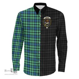 ScotsTee Shop Scottish Graham of Montrose Ancient Clan Crest Half Tartan Long Sleeve Shirt