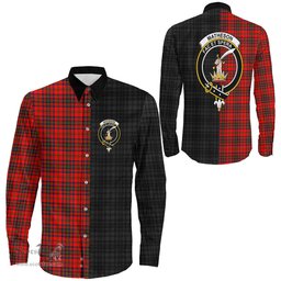 ScotsTee Shop Scottish Matheson Modern Clan Crest Half Tartan Long Sleeve Shirt