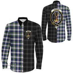 ScotsTee Shop Scottish Gordon Dress Modern Clan Crest Half Tartan Long Sleeve Shirt