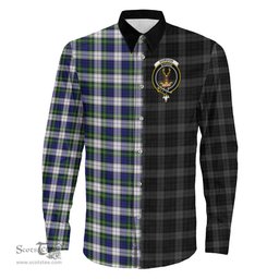 ScotsTee Shop Scottish Gordon Dress Modern Clan Crest Half Tartan Long Sleeve Shirt