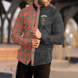 ScotsTee Shop Scottish Grant Ancient Clan Crest Half Tartan Long Sleeve Shirt