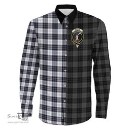 ScotsTee Shop Scottish MacRae Dress Modern Clan Crest Half Tartan Long Sleeve Shirt
