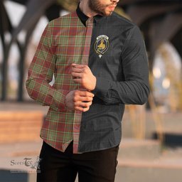 ScotsTee Shop Scottish MacGillivray Hunting Ancient Clan Crest Half Tartan Long Sleeve Shirt
