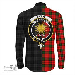 ScotsTee Shop Scottish Kerr Modern Clan Crest Half Tartan Long Sleeve Shirt