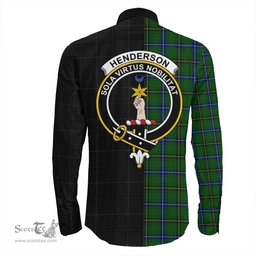 ScotsTee Shop Scottish Henderson Modern Clan Crest Half Tartan Long Sleeve Shirt