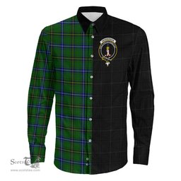 ScotsTee Shop Scottish Henderson Modern Clan Crest Half Tartan Long Sleeve Shirt