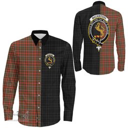 ScotsTee Shop Scottish MacKintosh Hunting Weathered Clan Crest Half Tartan Long Sleeve Shirt