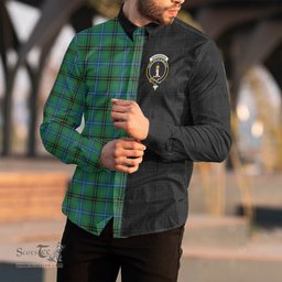 ScotsTee Shop Scottish Henderson Ancient Clan Crest Half Tartan Long Sleeve Shirt