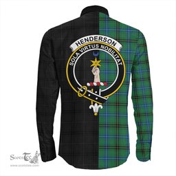 ScotsTee Shop Scottish Henderson Ancient Clan Crest Half Tartan Long Sleeve Shirt