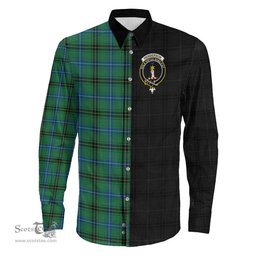 ScotsTee Shop Scottish Henderson Ancient Clan Crest Half Tartan Long Sleeve Shirt