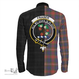 ScotsTee Shop Scottish Fraser Hunting Modern Clan Crest Half Tartan Long Sleeve Shirt