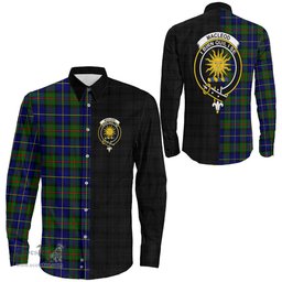 ScotsTee Shop Scottish MacLeod of Harris Modern Clan Crest Half Tartan Long Sleeve Shirt