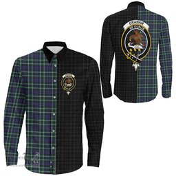 ScotsTee Shop Scottish Graham of Montrose Modern Clan Crest Half Tartan Long Sleeve Shirt