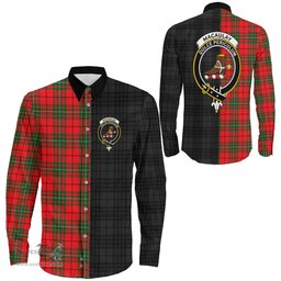 ScotsTee Shop Scottish MacAulay Modern Clan Crest Half Tartan Long Sleeve Shirt