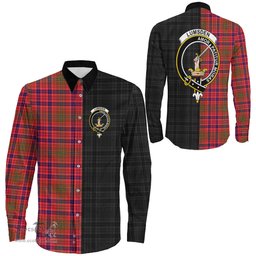 ScotsTee Shop Scottish Lumsden Modern Clan Crest Half Tartan Long Sleeve Shirt