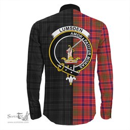 ScotsTee Shop Scottish Lumsden Modern Clan Crest Half Tartan Long Sleeve Shirt