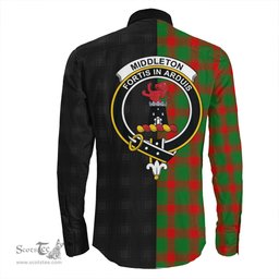 ScotsTee Shop Scottish Middleton Modern Clan Crest Half Tartan Long Sleeve Shirt
