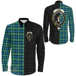 ScotsTee Shop Scottish Gunn Ancient Clan Crest Half Tartan Long Sleeve Shirt