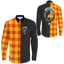 ScotsTee Shop Scottish MacMillan Clan Clan Crest Half Tartan Long Sleeve Shirt