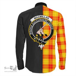 ScotsTee Shop Scottish MacMillan Clan Clan Crest Half Tartan Long Sleeve Shirt
