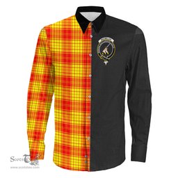 ScotsTee Shop Scottish MacMillan Clan Clan Crest Half Tartan Long Sleeve Shirt