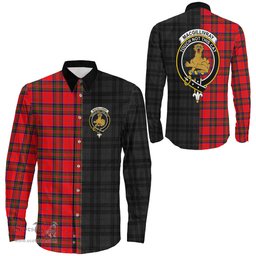 ScotsTee Shop Scottish MacGillivray Modern Clan Crest Half Tartan Long Sleeve Shirt