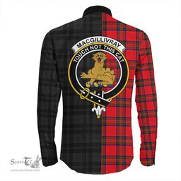 ScotsTee Shop Scottish MacGillivray Modern Clan Crest Half Tartan Long Sleeve Shirt