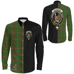 ScotsTee Shop Scottish MacKinnon Hunting Modern Clan Crest Half Tartan Long Sleeve Shirt
