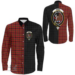 ScotsTee Shop Scottish Innes Modern Clan Crest Half Tartan Long Sleeve Shirt