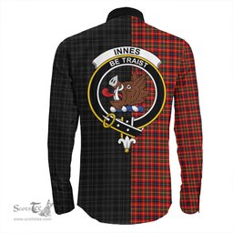 ScotsTee Shop Scottish Innes Modern Clan Crest Half Tartan Long Sleeve Shirt