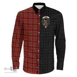 ScotsTee Shop Scottish Innes Modern Clan Crest Half Tartan Long Sleeve Shirt